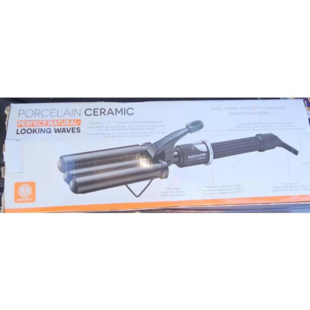 BabylissPRO Porcelain Ceramic Triple Barrel Waver Hair Styling Crimper Black NEW - Picture 4 of 5